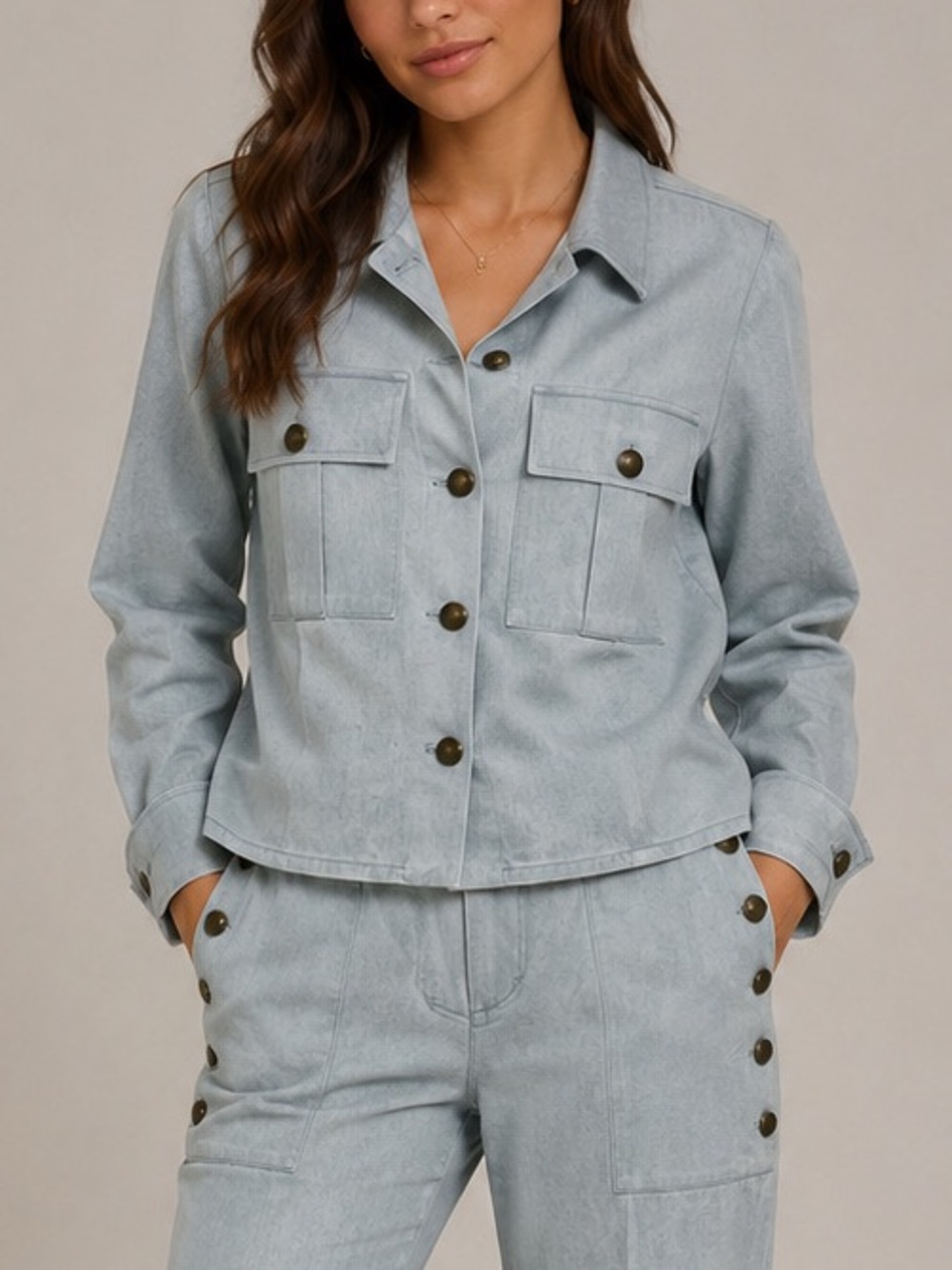 NWOT RARE Koshka Paris washed Chambray Utility Jacket Womens Sz 4 Small